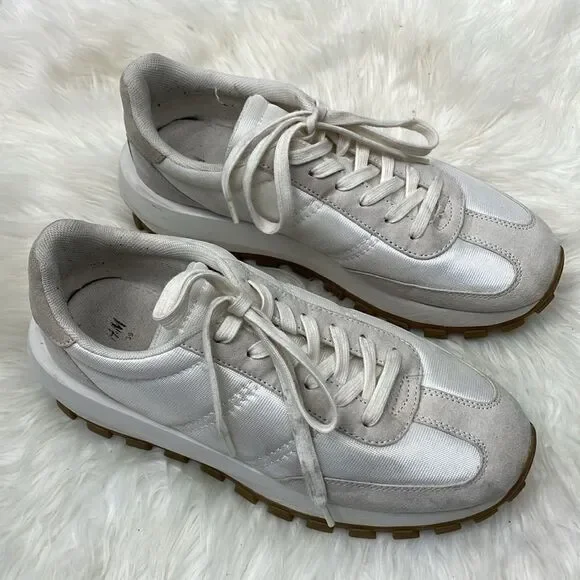 H&M | cream white chunky platform sneakers 8.0 - Picture 6 of 7